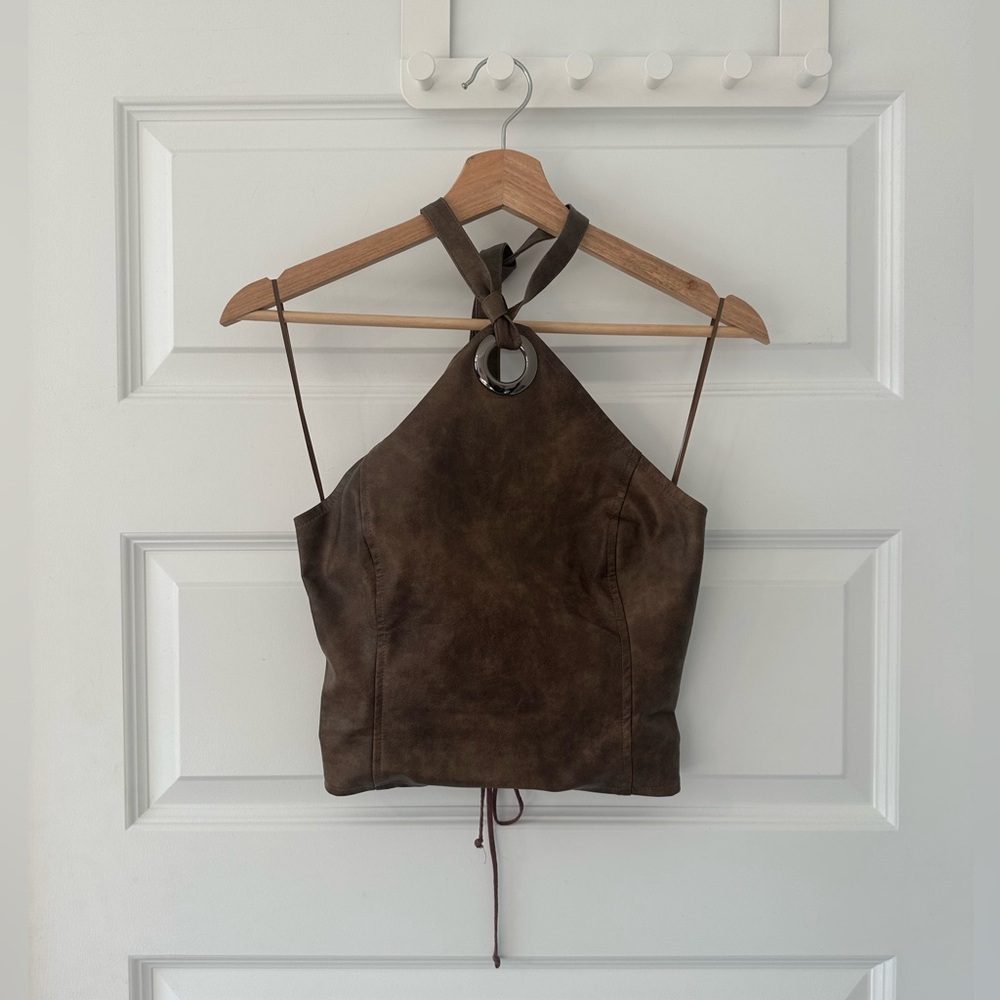 Princess Polly Treat You Better Ring Detail Faux Leather Top